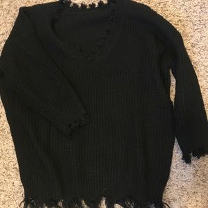Black Fringe Sweater